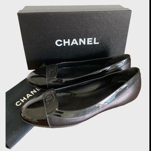 Authentic Chanel Black CC Flats Loafers